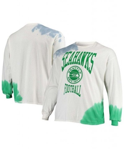 Men's Cream Seattle Seahawks Tie-Dye Long Sleeve T-shirt $32.99 T-Shirts