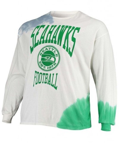 Men's Cream Seattle Seahawks Tie-Dye Long Sleeve T-shirt $32.99 T-Shirts