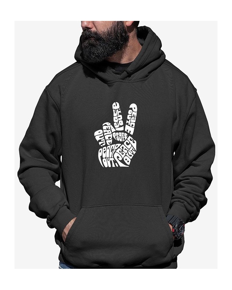 Men's Word Art Peace Out Hooded Sweatshirt Gray $35.39 Sweatshirt