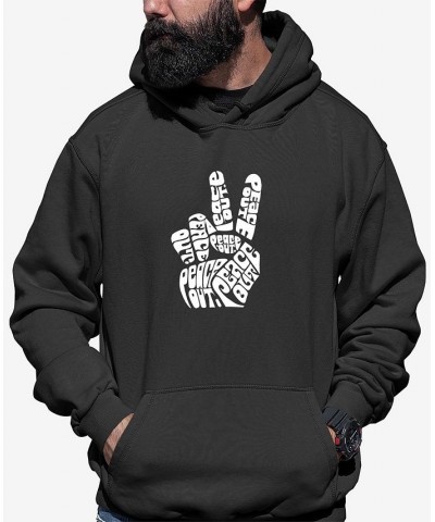 Men's Word Art Peace Out Hooded Sweatshirt Gray $35.39 Sweatshirt