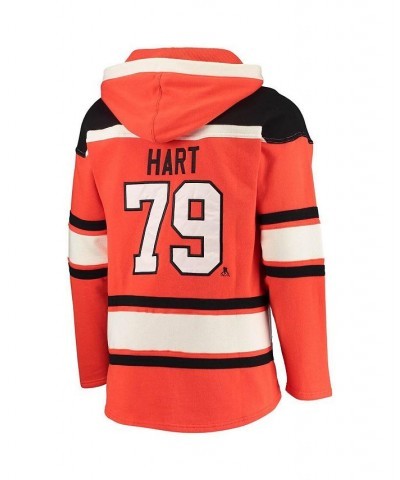 Men's Carter Hart Orange Philadelphia Flyers Player Name and Number Lacer Pullover Hoodie $58.56 Sweatshirt