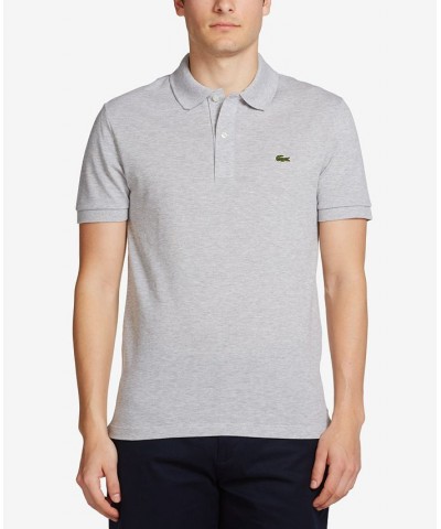 Men's Slim Fit Short Sleeve Ribbed Polo Shirt Silver $39.60 Polo Shirts