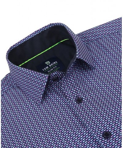 Men's Slim Fit Performance Long Sleeve Printed Dress Shirt PD08 $21.60 Dress Shirts