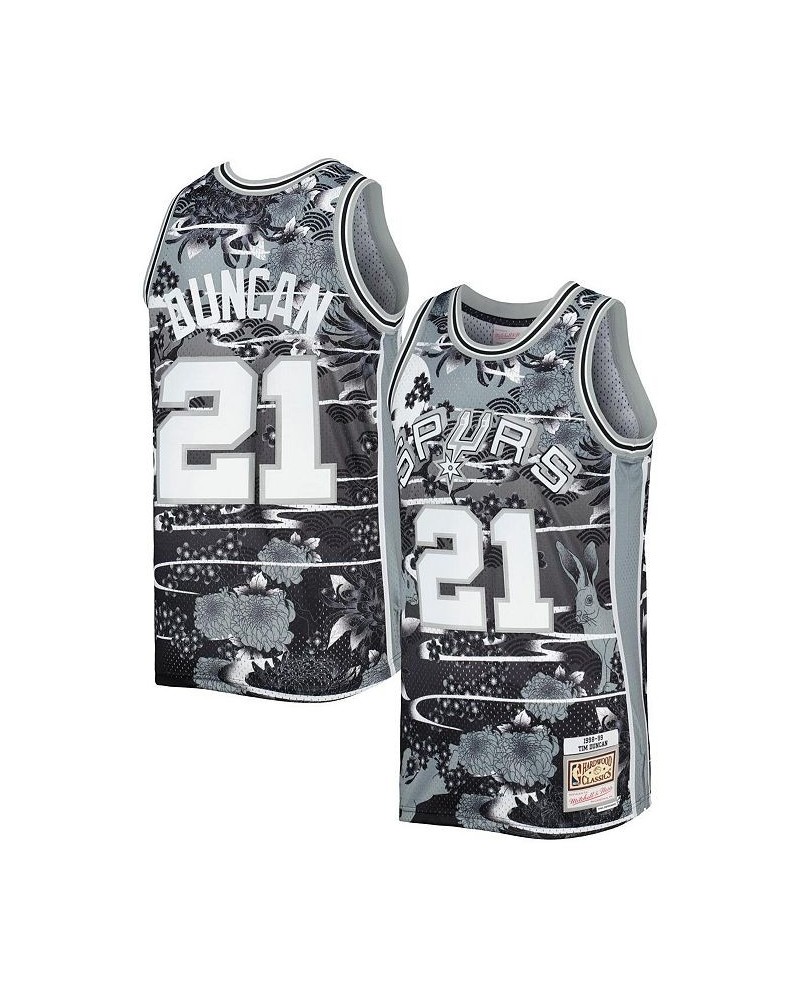 Men's Tim Duncan Silver San Antonio Spurs Hardwood Classics Lunar New Year Swingman Jersey $62.70 Jersey