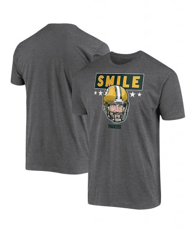 Men's Aaron Rodgers Gray Green Bay Packers Smile T-shirt $15.68 T-Shirts