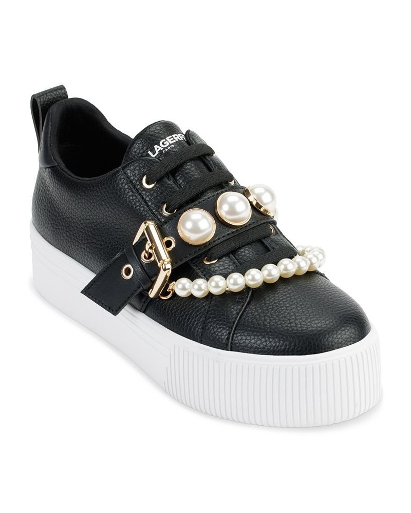 Women's Vidya Embellished Buckled Sneakers Black $72.67 Shoes