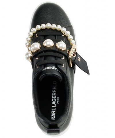 Women's Vidya Embellished Buckled Sneakers Black $72.67 Shoes