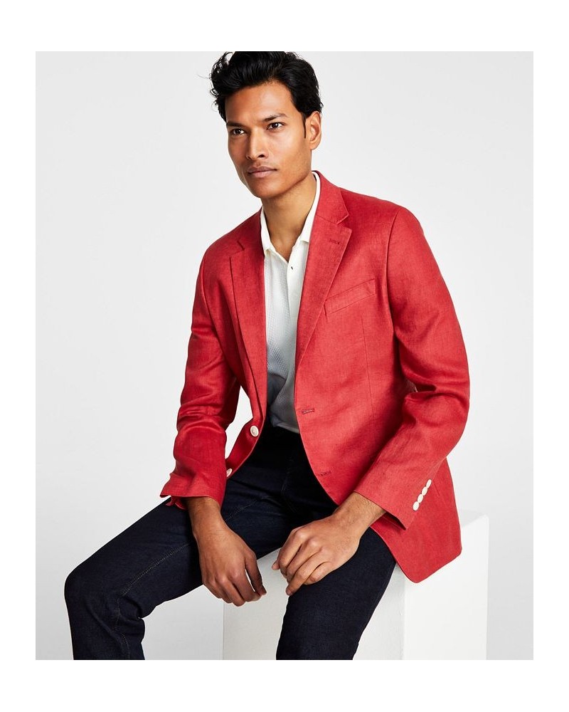 Men's Modern-Fit All Linen Sport Coat Red $42.75 Blazers