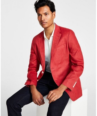 Men's Modern-Fit All Linen Sport Coat Red $42.75 Blazers