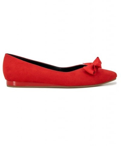 Women's Lily Bow Flats Red $34.85 Shoes