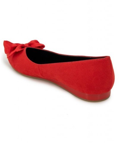 Women's Lily Bow Flats Red $34.85 Shoes