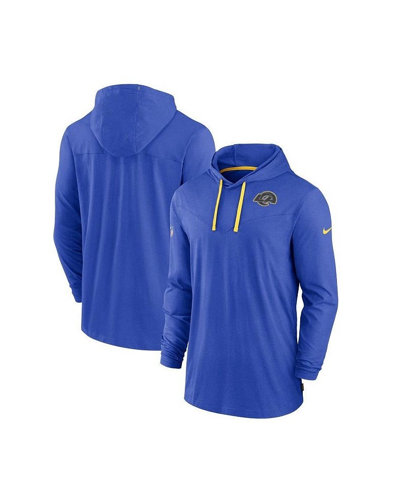 Men's Royal Los Angeles Rams Sideline Pop Performance Pullover Long Sleeve Hoodie T-shirt $33.60 T-Shirts