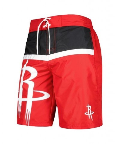 Men's Red Houston Rockets Sea Wind Swim Trunks $20.40 Swimsuits