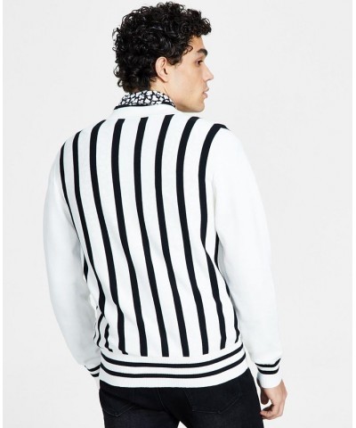 Men's Billy The Kid 3 Classic-Fit Stripe Cardigan White $83.20 Sweaters