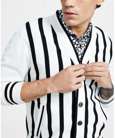 Men's Billy The Kid 3 Classic-Fit Stripe Cardigan White $83.20 Sweaters