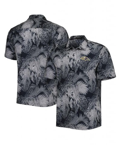 Men's Black Baltimore Ravens Coast Luminescent Fronds Camp IslandZone Button-Up Shirt $55.66 Shirts