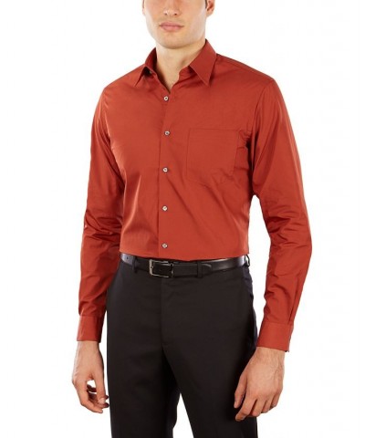 Men's Athletic Fit Poplin Dress Shirt Persimmon $13.83 Dress Shirts