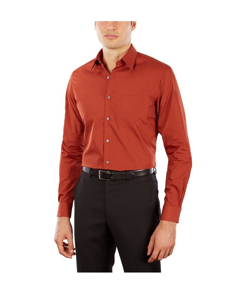 Men's Athletic Fit Poplin Dress Shirt Persimmon $13.83 Dress Shirts