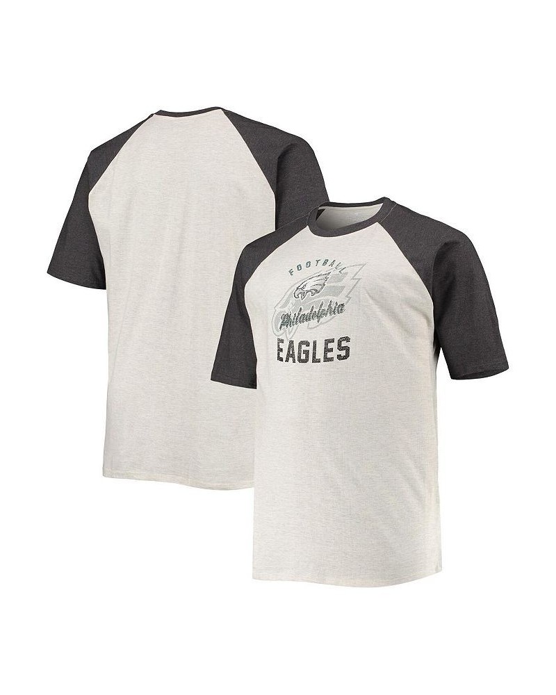 Men's Oatmeal, Heathered Charcoal Philadelphia Eagles Big and Tall Raglan T-shirt $24.29 T-Shirts