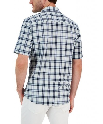 Men's Ellen Classic-Fit Textured Yarn-Dyed Plaid Button-Down Shirt Green $10.78 Shirts