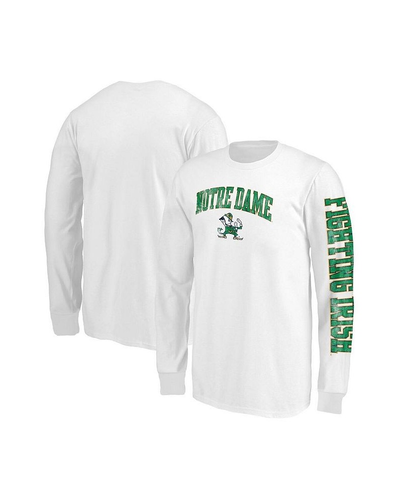 Men's Branded White Notre Dame Fighting Irish Distressed Daol Mascot Long Sleeve T-shirt $23.59 T-Shirts