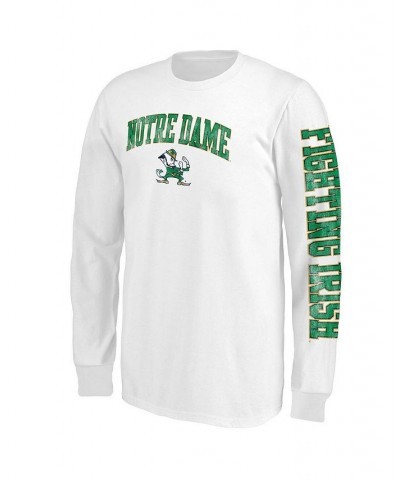 Men's Branded White Notre Dame Fighting Irish Distressed Daol Mascot Long Sleeve T-shirt $23.59 T-Shirts