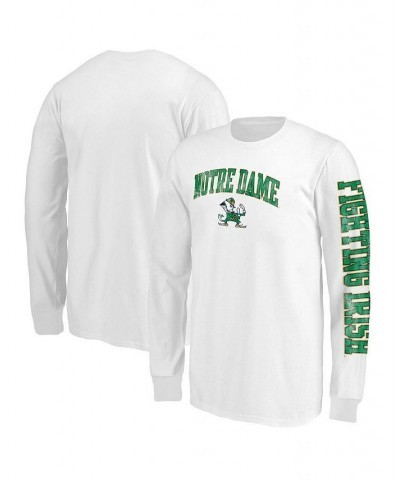 Men's Branded White Notre Dame Fighting Irish Distressed Daol Mascot Long Sleeve T-shirt $23.59 T-Shirts