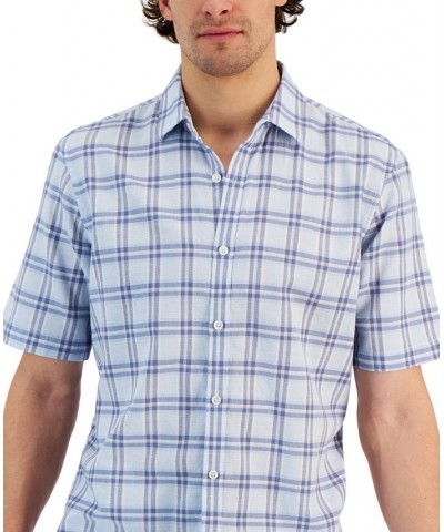 Men's Ellen Classic-Fit Textured Yarn-Dyed Plaid Button-Down Shirt Green $10.78 Shirts