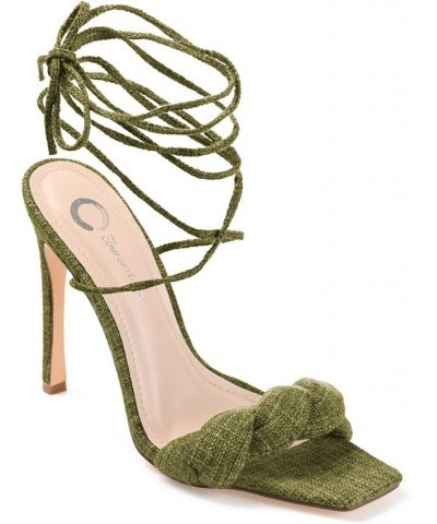 Women's Edelie Linen Tie-Up Sandals Green $46.20 Shoes