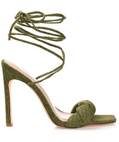 Women's Edelie Linen Tie-Up Sandals Green $46.20 Shoes