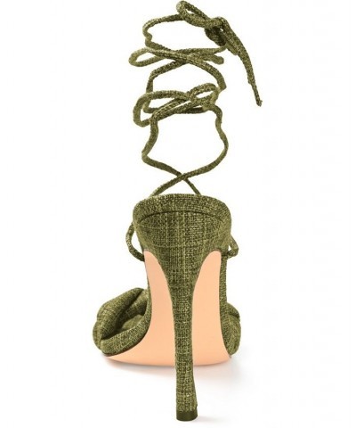 Women's Edelie Linen Tie-Up Sandals Green $46.20 Shoes