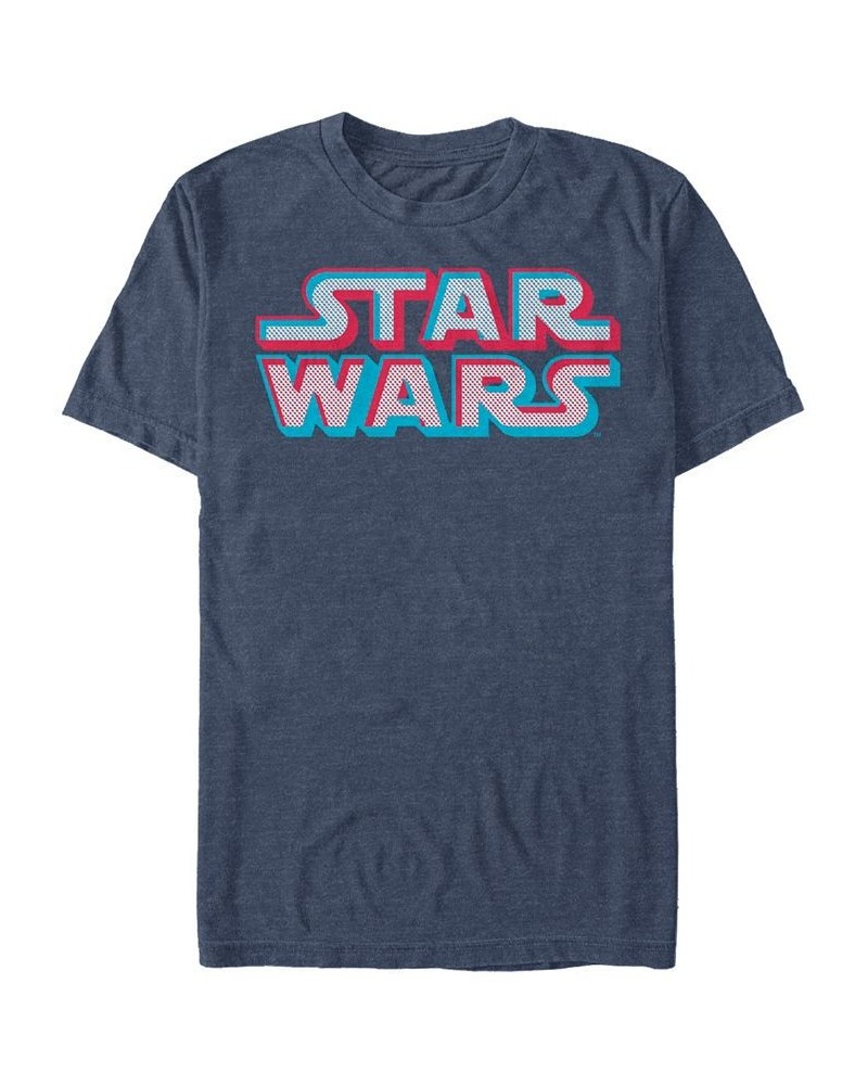 Star Wars Men's Classic 3D Dot Title Logo Short Sleeve T-Shirt Blue $17.84 T-Shirts