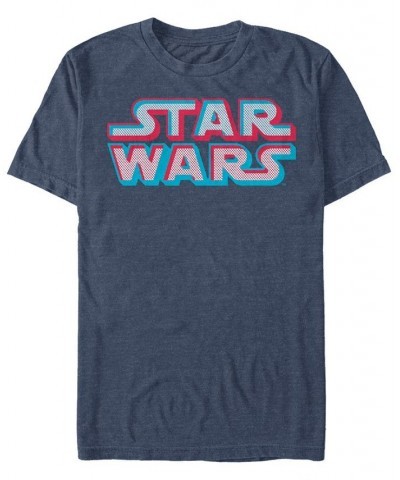 Star Wars Men's Classic 3D Dot Title Logo Short Sleeve T-Shirt Blue $17.84 T-Shirts