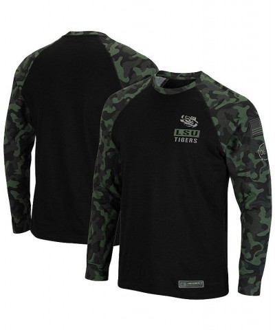 Men's Black Lsu Tigers OHT Military Appreciation Camo Raglan Long Sleeve T-shirt $24.50 T-Shirts