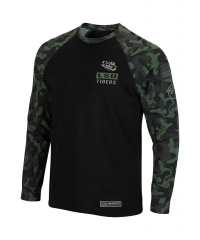 Men's Black Lsu Tigers OHT Military Appreciation Camo Raglan Long Sleeve T-shirt $24.50 T-Shirts