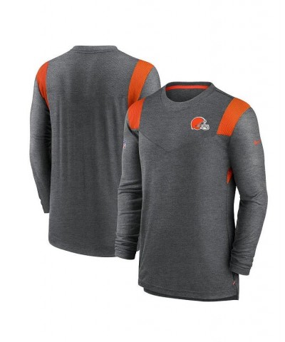 Men's Charcoal Cleveland Browns Sideline Tonal Logo Performance Player Long Sleeve T-shirt $36.00 T-Shirts