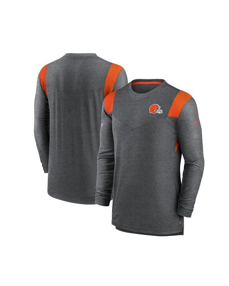 Men's Charcoal Cleveland Browns Sideline Tonal Logo Performance Player Long Sleeve T-shirt $36.00 T-Shirts