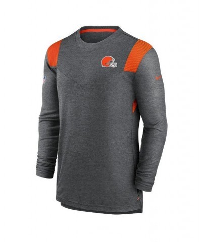 Men's Charcoal Cleveland Browns Sideline Tonal Logo Performance Player Long Sleeve T-shirt $36.00 T-Shirts