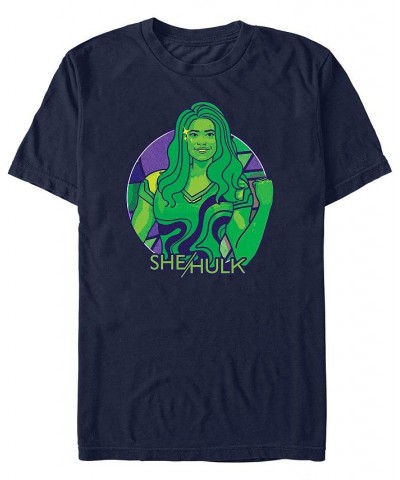 Men's She Hulk Color Block Circle Badge Short Sleeve T-shirt Blue $16.45 T-Shirts