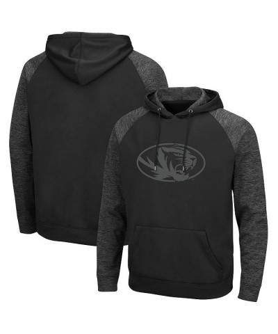 Men's Black Missouri Tigers Blackout 3.0 Tonal Raglan Pullover Hoodie $33.60 Sweatshirt