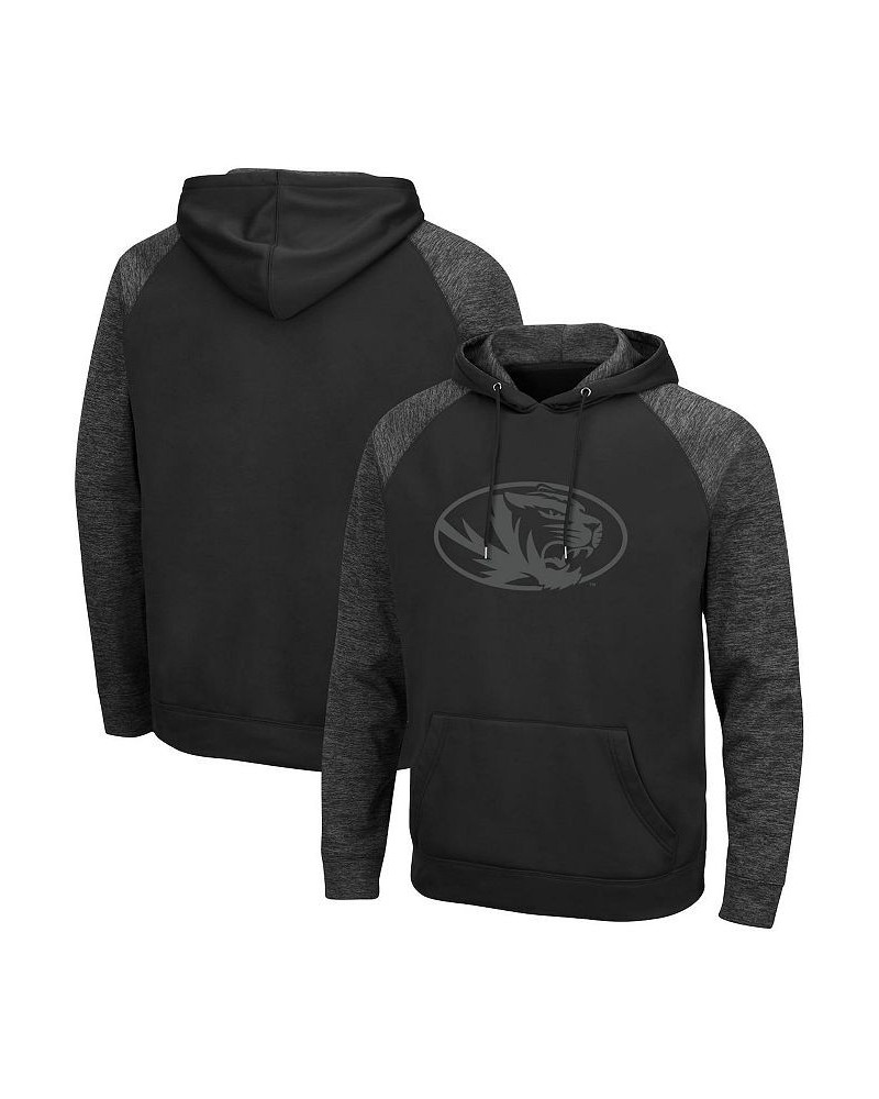 Men's Black Missouri Tigers Blackout 3.0 Tonal Raglan Pullover Hoodie $33.60 Sweatshirt