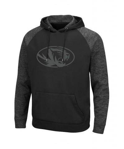 Men's Black Missouri Tigers Blackout 3.0 Tonal Raglan Pullover Hoodie $33.60 Sweatshirt