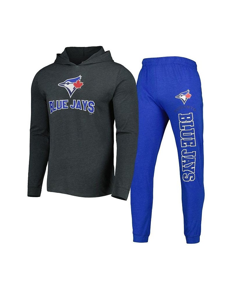 Men's Heather Royal, Heather Charcoal Toronto Blue Jays Meter Hoodie and Joggers Set $43.20 Pajama