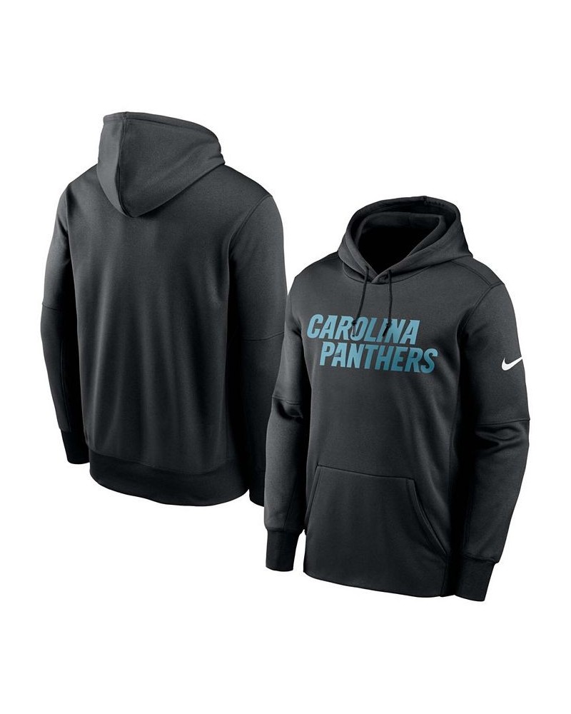 Men's Black Carolina Panthers Fan Gear Wordmark Performance Pullover Hoodie $40.80 Sweatshirt