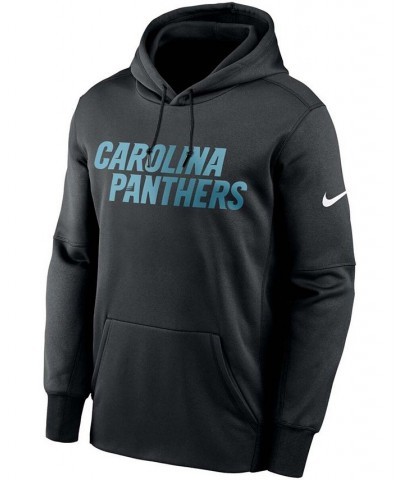 Men's Black Carolina Panthers Fan Gear Wordmark Performance Pullover Hoodie $40.80 Sweatshirt