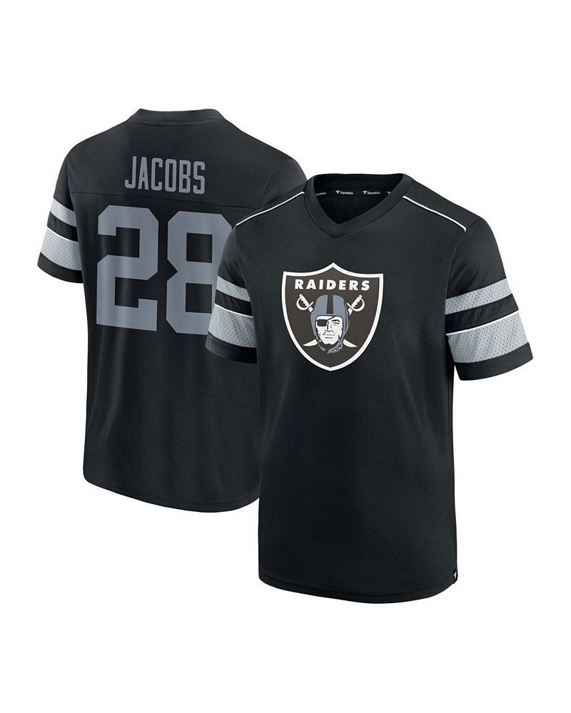 Men's Josh Jacobs Black Las Vegas Raiders Hashmark Name and Number V-Neck T-shirt $21.62 T-Shirts