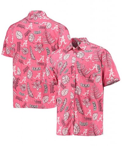 Men's Crimson Alabama Crimson Tide Vintage-Like Floral Button-Up Shirt $38.24 Shirts