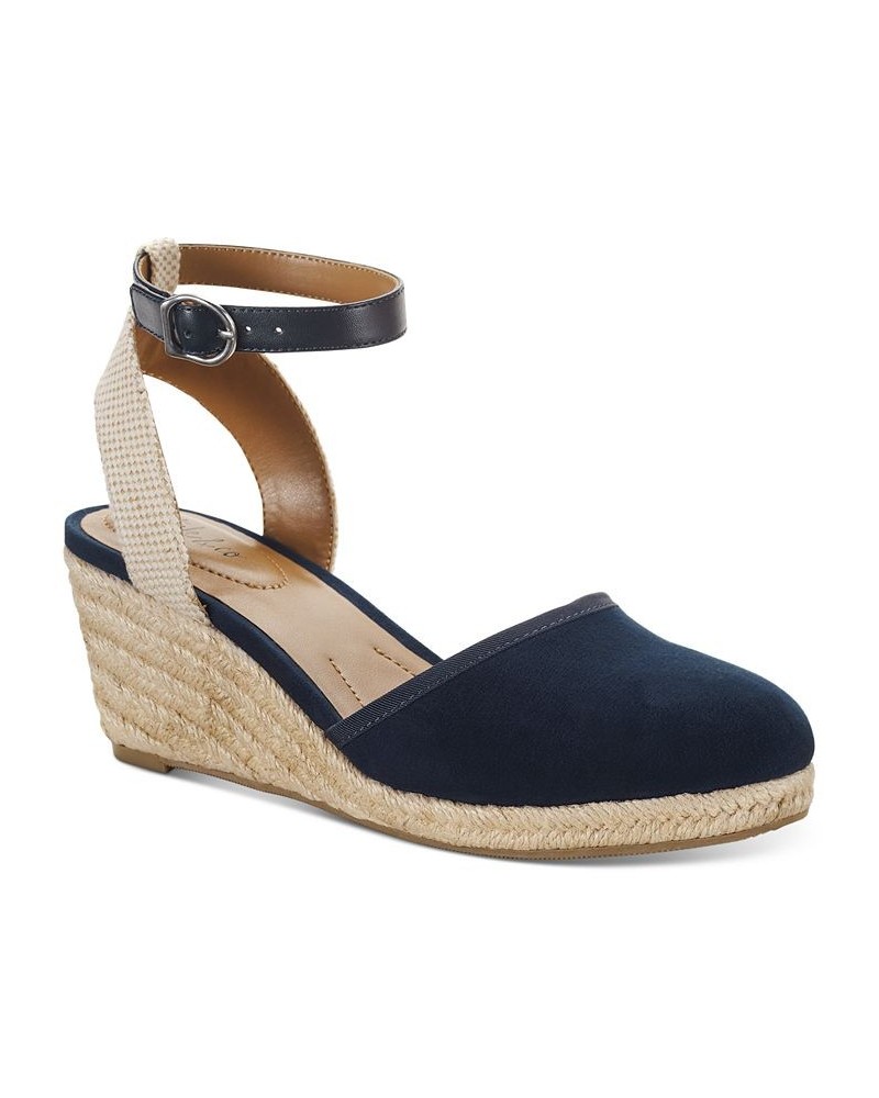 Mailena Wedge Espadrille Sandals Blue $27.80 Shoes