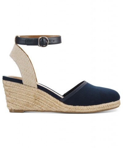 Mailena Wedge Espadrille Sandals Blue $27.80 Shoes