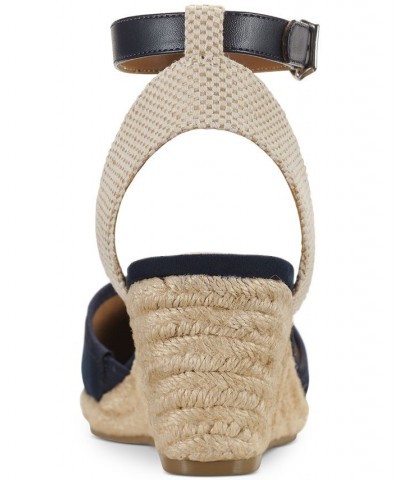 Mailena Wedge Espadrille Sandals Blue $27.80 Shoes